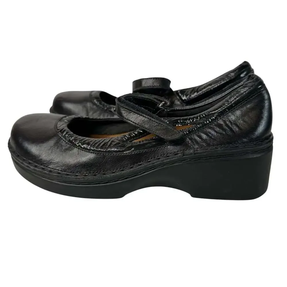 Naot Black Leather Mary Jane Comfort Career Teacher Shoes EU 37 Slip On Size 6
